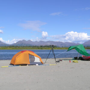 Campsite on a windy day at Onion Portage.