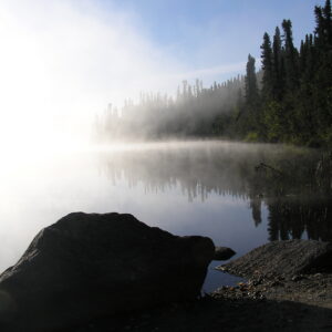 Morning fog lifts on the Kenai.