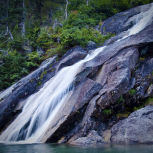 The color of water at a waterfall.